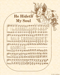 He Hideth My Soul - Christian Heritage Hymn, Sheet Music, Vintage Style, Natural Parchment, Sepia Brown Ink, 8x10 art print ready to frame, Vintage Verses