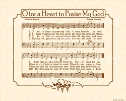 O For A Heart To Praise My God - All People That On Earth Do Dwell - Christian Heritage Hymn, Sheet Music, Vintage Style, Natural Parchment, Sepia Brown Ink, 8x10 art print ready to frame, Vintage Verses