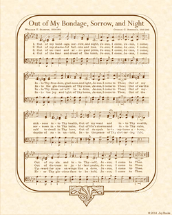 Out Of My Bondage Sorrow And Night a.k.a. Jesus I Come- Christian Heritage Hymn, Sheet Music, Vintage Style, Natural Parchment, Sepia Brown Ink, 8x10 art print ready to frame, Vintage Verses