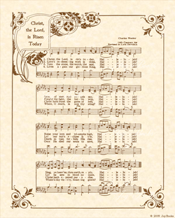 Christ the Lord Is Risen Today - Christian Heritage Hymn, Sheet Music, Vintage Style, Natural Parchment, Sepia Brown Ink, 8x10 art print ready to frame, Vintage Verses