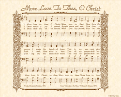 More Love To Thee O Christ - Christian Heritage Hymn, Sheet Music, Vintage Style, Natural Parchment, Sepia Brown Ink, 8x10 art print ready to frame, Vintage Verses