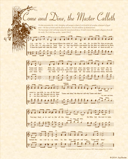 Come And DIne The Master Calleth - Christian Heritage Hymn, Sheet Music, Vintage Style, Natural Parchment, Sepia Brown Ink, 8x10 art print ready to frame, Vintage Verses