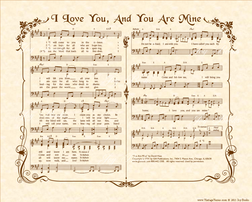 I Love Him Because He First Loved Me - Christian Heritage Hymn, Sheet Music, Vintage Style, Natural Parchment, Sepia Brown Ink, 8x10 art print ready to frame, Vintage Verses
