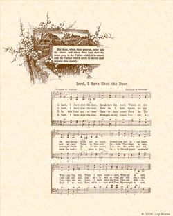 Lord I Have Shut The Door - Christian Heritage Hymn, Sheet Music, Vintage Style, Natural Parchment, Sepia Brown Ink, 8x10 art print ready to frame, Vintage Verses