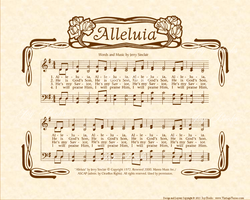 Alleluia - Christian Heritage Hymn, Sheet Music, Vintage Style, Natural Parchment, Sepia Brown Ink, 8x10 art print ready to frame, Vintage Verses