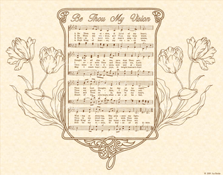 Be Thou My Vision - Christian Heritage Hymn, Sheet Music, Vintage Style, Natural Parchment, Sepia Brown Ink, 8x10 art print ready to frame, Vintage Verses