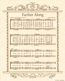Farther Along - Christian Heritage Hymn, Sheet Music, Vintage Style, Natural Parchment, Sepia Brown Ink, 8x10 art print ready to frame, Vintage Verses