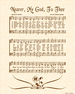 Nearer My God To Thee - Christian Heritage Hymn, Sheet Music, Vintage Style, Natural Parchment, Sepia Brown Ink, 8x10 art print ready to frame, Vintage Verses