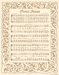 Christ Arose - Christian Heritage Hymn, Sheet Music, Vintage Style, Natural Parchment, Sepia Brown Ink, 8x10 art print ready to frame, Vintage Verses
