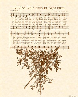 O God Our Help In Ages Past - Christian Heritage Hymn, Sheet Music, Vintage Style, Natural Parchment, Sepia Brown Ink, 8x10 art print ready to frame, Vintage Verses