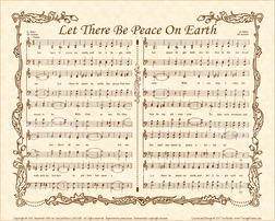 Let There Be Peace On Earth - Christian Heritage Hymn, Sheet Music, Vintage Style, Natural Parchment, Sepia Brown Ink, 8x10 art print ready to frame, Vintage Verses
