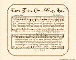 Have Thine Own Way, Lord - Christian Heritage Hymn, Sheet Music, Vintage Style, Natural Parchment, Sepia Brown Ink, 8x10 art print ready to frame, Vintage Verses
