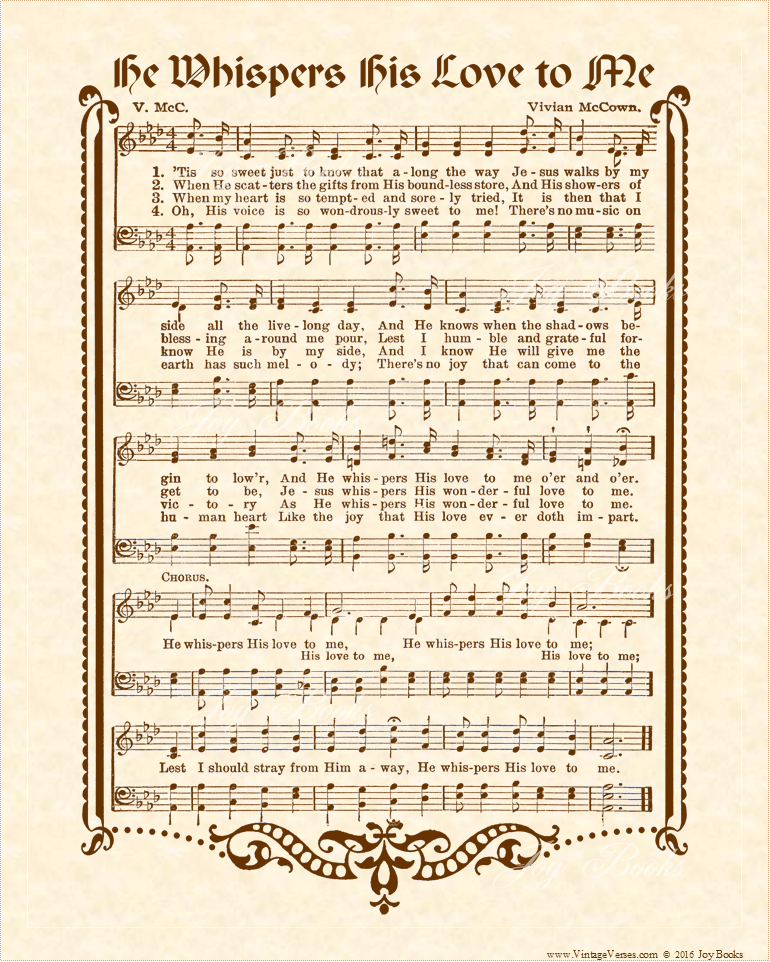 Here Is Love Vast As The Ocean - Christian Heritage Hymn, Sheet Music, Vintage Style, Natural Parchment, Sepia Brown Ink, 8x10 art print ready to frame, Vintage Verses