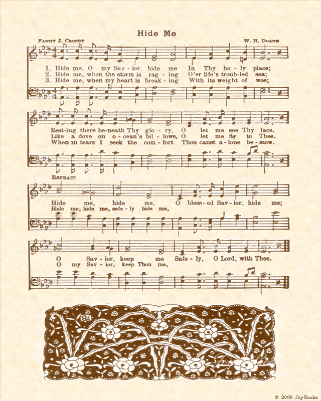 Hide Me - Christian Heritage Hymn, Sheet Music, Vintage Style, Natural Parchment, Sepia Brown Ink, 8x10 art print ready to frame, Vintage Verses