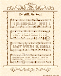 Be Still My Soul - Christian Heritage Hymn, Sheet Music, Vintage Style, Natural Parchment, Sepia Brown Ink, 8x10 art print ready to frame, Vintage Verses