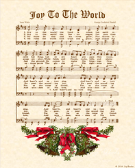 Joy To The World - Christian Heritage Hymn, Sheet Music, Vintage Style, Natural Parchment, Sepia Brown Ink, mistletoe bells, 8x10 art print ready to frame, Vintage Verses