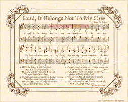 Lord, It Belongs Not To My Care - Christian Heritage Hymn, Sheet Music, Vintage Style, Natural Parchment, Sepia Brown Ink, 8x10 art print ready to frame, Vintage Verses