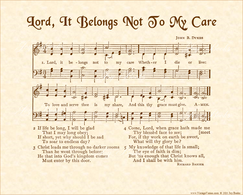 Lord, It Belongs Not To My Care - Christian Heritage Hymn, Sheet Music, Vintage Style, Natural Parchment, Sepia Brown Ink, 8x10 art print ready to frame, Vintage Verses